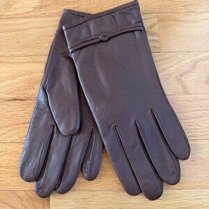 Brown Leather Lined Gloves Size Large